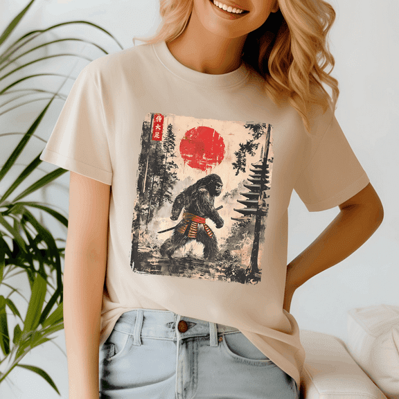 Samurai Bigfoot Japanese Vintage Graphic Ukiyo Art, Bigfoot Shirt,Bigfoot Lovers,Funny Tee