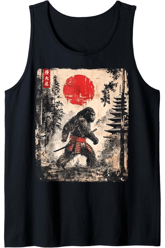 Samurai Bigfoot Japanese Vintage Graphic Ukiyo E Art Tank Top Size S-3XL