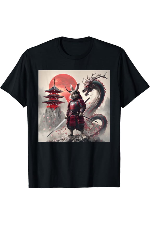 Samurai Bunny Rabbit Warrior Japanese Ninja Graphic Design T-Shirt, Size S-5XL