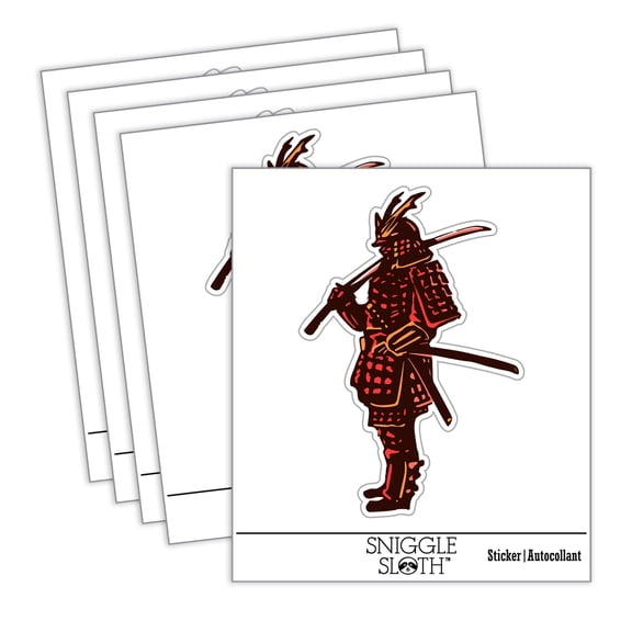 Samurai Bushido Ronin with Katana Car Window Bumper Water Bottle Phone Tablet Laptop Waterproof Vinyl Decal Sticker Set 5-Pack - Gloss Finish - 4.0"