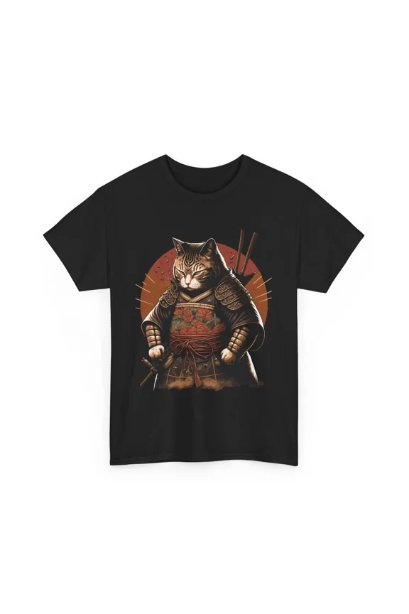 Samurai Cat Shirt Japanese Culture Ninja Fighting Kitten Unisex T-Shirt