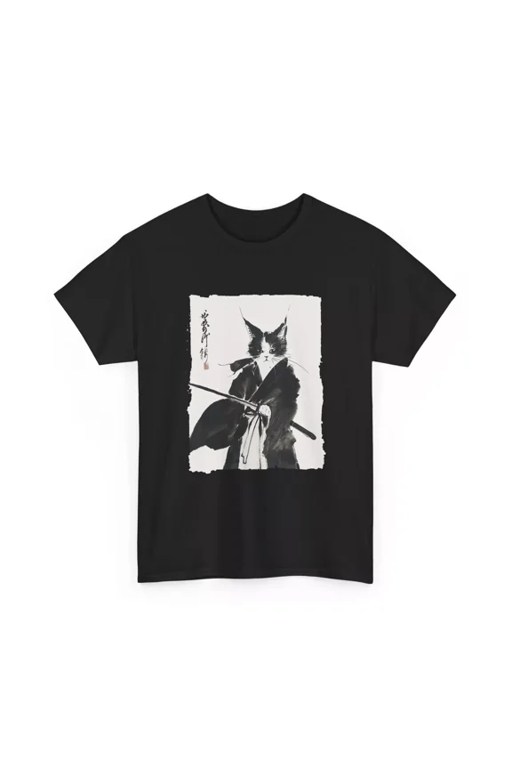Samurai Cat Vintage Ukiyo-e Warrior Art Japanese Feline Top Unisex T-Shirt, up to size 5XL