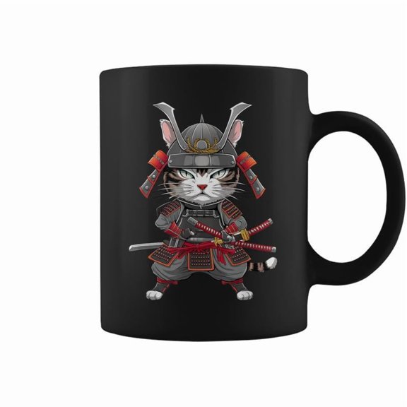 Samurai Cat Warrior Cool Cat Lover Coffee Mugs