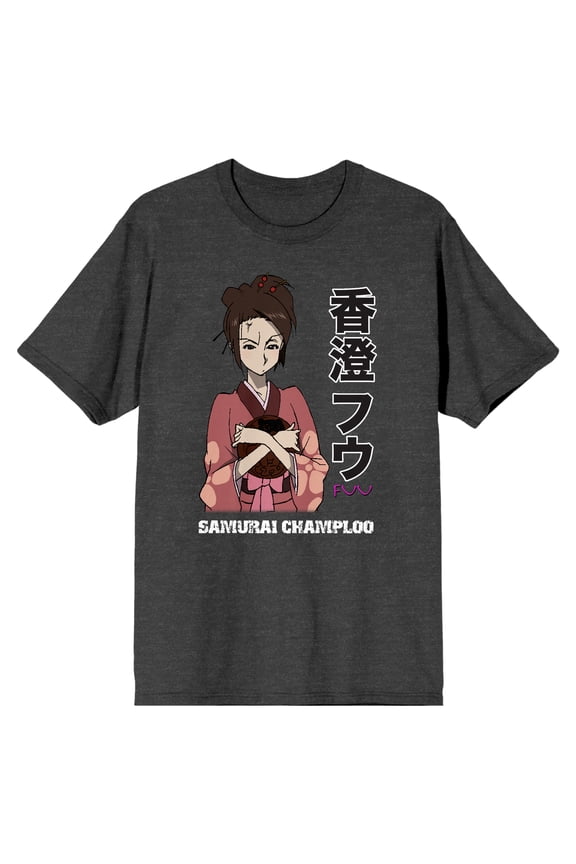 Samurai Champloo Fuu Kanji Logo Men's Charcoal Heather Graphic T-Shirt-Small