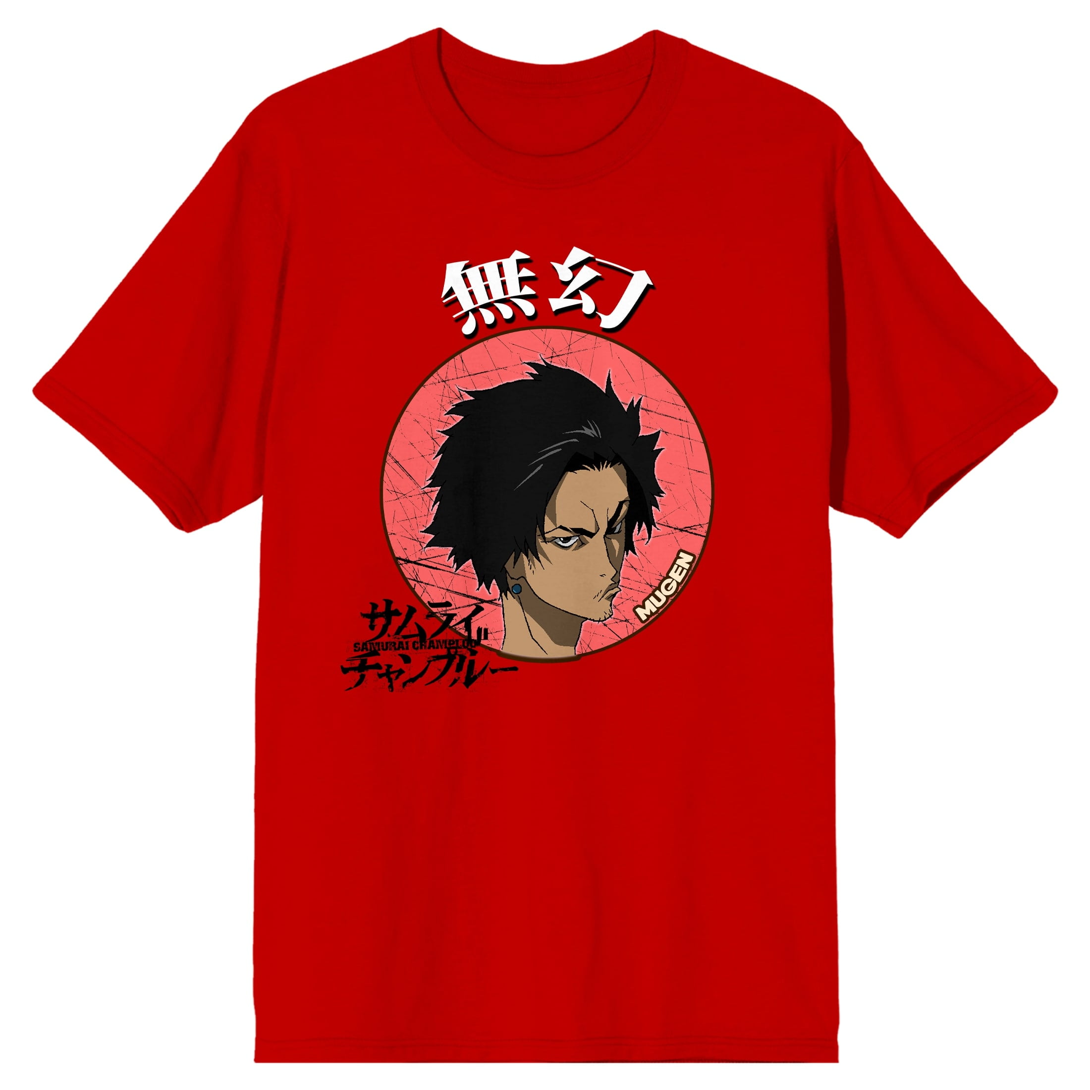 Samurai Champloo Mugen Head In Circle Men's Red T-Shirt-3XL