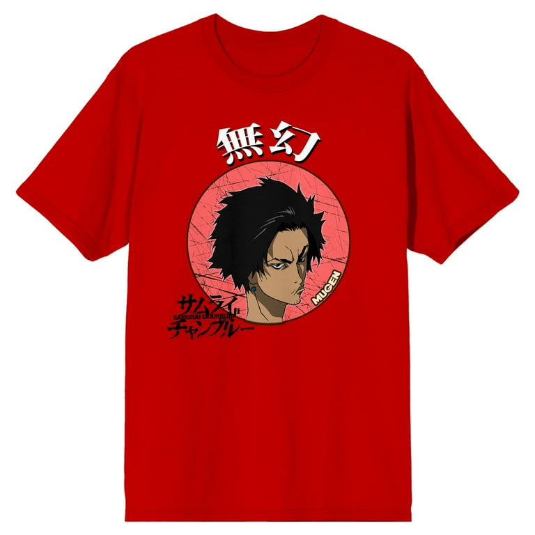 Samurai Champloo Mugen Head In Circle Men's Red T-Shirt-XXL