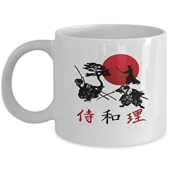 Samurai 11 oz Coffee Mug - Martial Arts Themed White Ceramic Gift