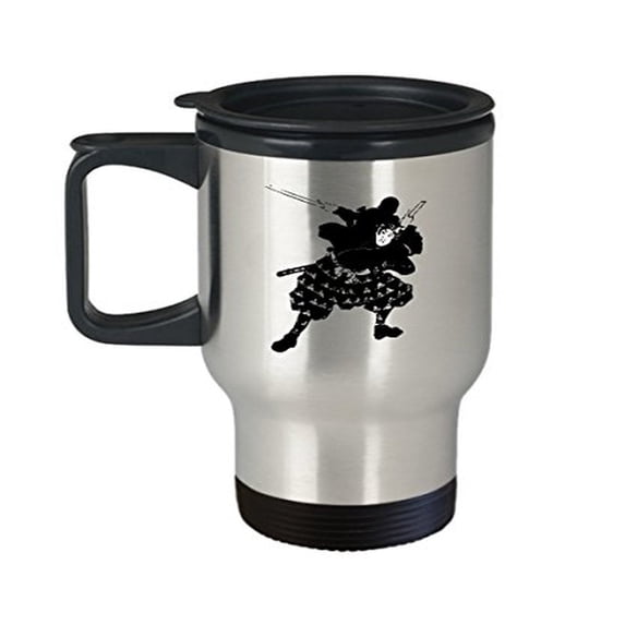 Samurai Coffee Mug - Martial Art Gifts -14 Oz Stainless Steel Travel Coffee Cup