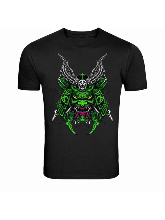 Samurai Demon Mask Japanese Oni Warrior Helmet Graphic Creative Style For Special Occasions T-Shirt, Size S-5XL