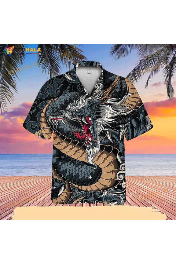 Samurai Dragon Ryujin Hawaiian Shirt, Japanese Samurai Warrior Men Women Gift