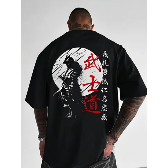 Samurai Graphic Print shirt Japanese Warrior Emo Grunge Streetwear Tee