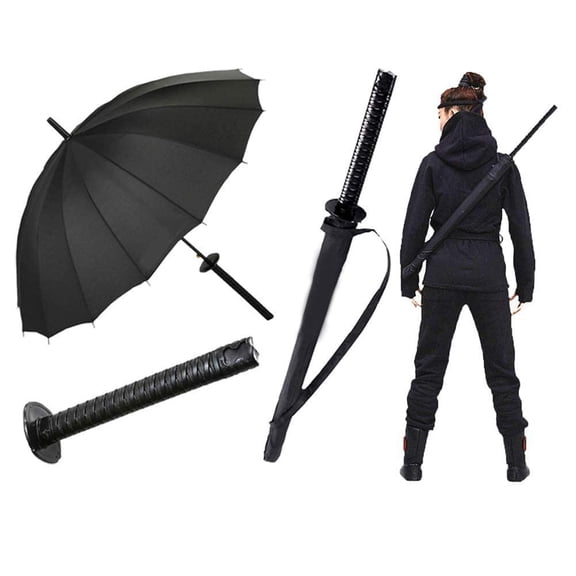 Samurai Handle Umbrella, Ninja Japanese Long Sword Umbrella - UV Protection Sun Rain Umbrella, Windproof Waterproof Cosplay Umbrella