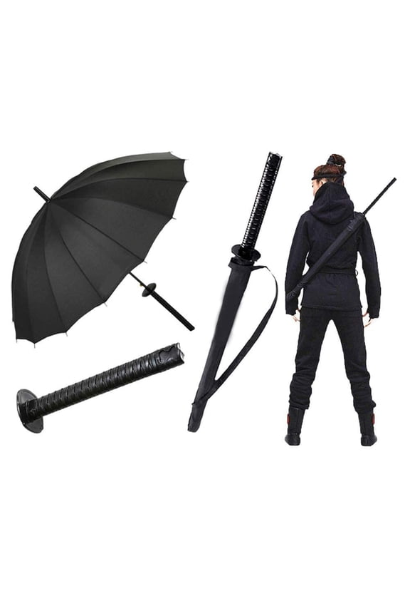 Samurai Handle Umbrella, Ninja Japanese Long Sword Umbrella - UV Protection Sun Rain Umbrella, Windproof Waterproof Cosplay Umbrella