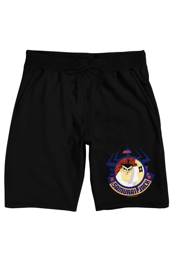 Samurai Jack Character Circle Men's Black Sleep Pajama Shorts-Medium