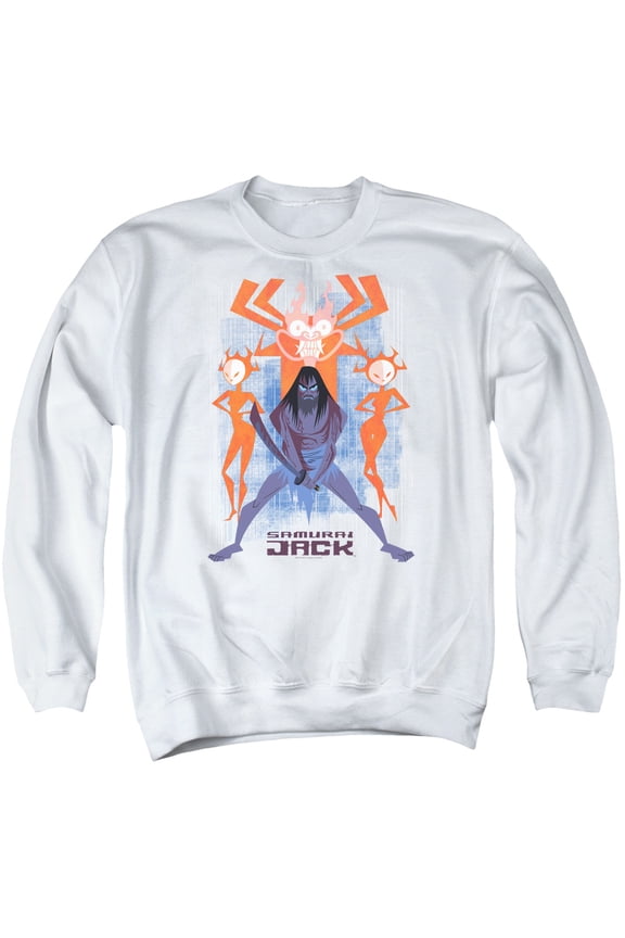 Samurai Jack Jack Vs Evil Adult Crewneck Sweatshirt White
