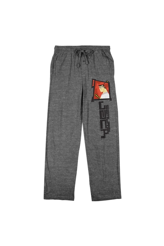 Samurai Jack Red Character Square Men's Heather Gray Sleep Pajama Pants-Large