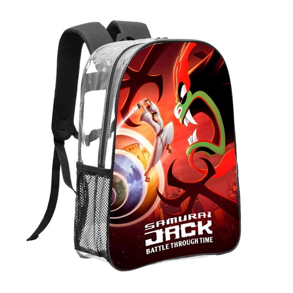 Samurai Jack-theme Clear Backpack Heavy Duty Transparent Bag See Through Bookbag for Work, Sport, College, Travel12.2X16.9"(31X43cm)