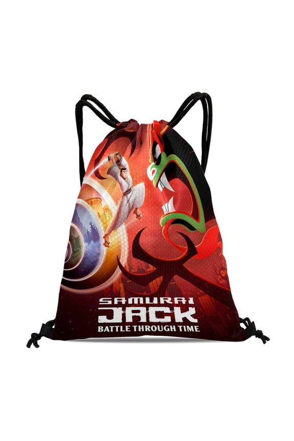 Samurai Jack-theme Drawstring Backpack Sports Gym Bag Water Resistant String Bag Cinch Bag12X1630X40cm