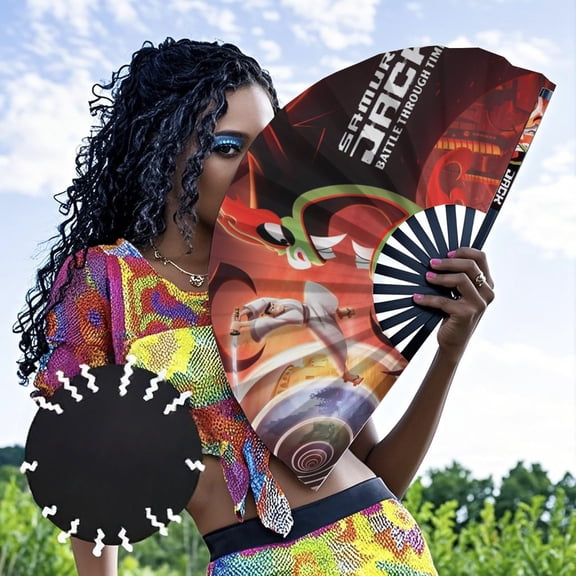 Samurai Jack-theme Folding Fan Chinese Fan Hand Polyester Foldable Fan Fans for Dancing Party Home Suitable for Home, Office, Party