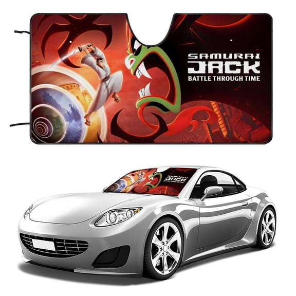 Samurai Jack-theme Windshield Sun Shade Front Protector Folding Car Sun Visor Blocks Uv Rays Keeps Your Vehicle Cool56in*30in(140cm*76cm)