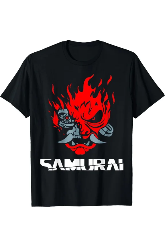 Samurai Japanese Demon Mask Edge Cyber Runners Punk Graphic Unisex T-Shirt, S-5XL