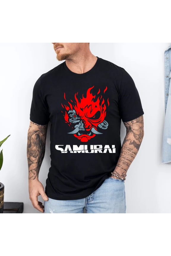 Samurai Japanese Demon Mask Edge Cyber Runners Punk T-Shirt
