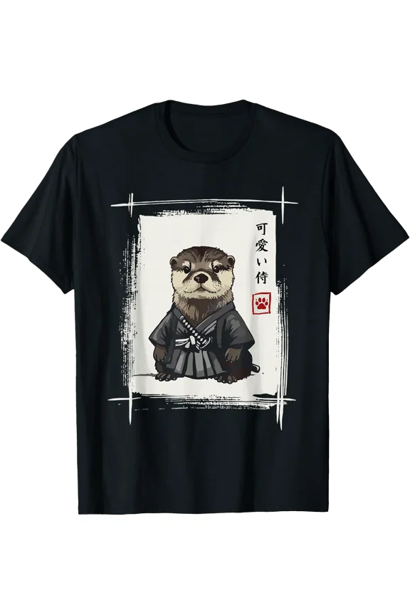 Samurai Otter Shirts For Women Men Vintage Graphic Japanese T-Shirt