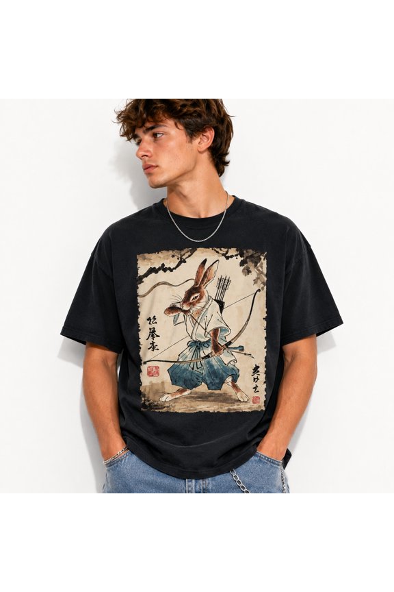 Samurai Rabbit Archer Japanese Warrior Bunny Graphic T-Shirt