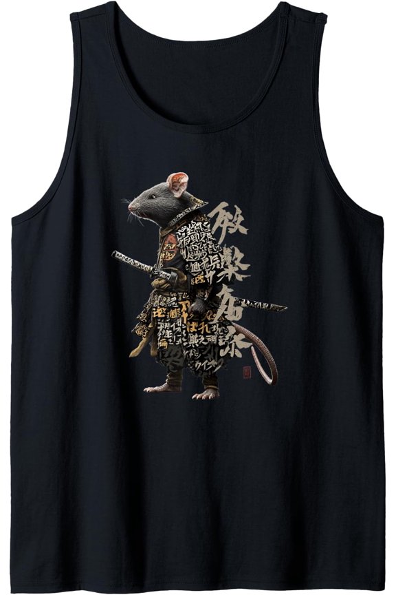 Samurai Rat Vintage Ukiyo-E Japanese Rat Tank Top Size S-3XL