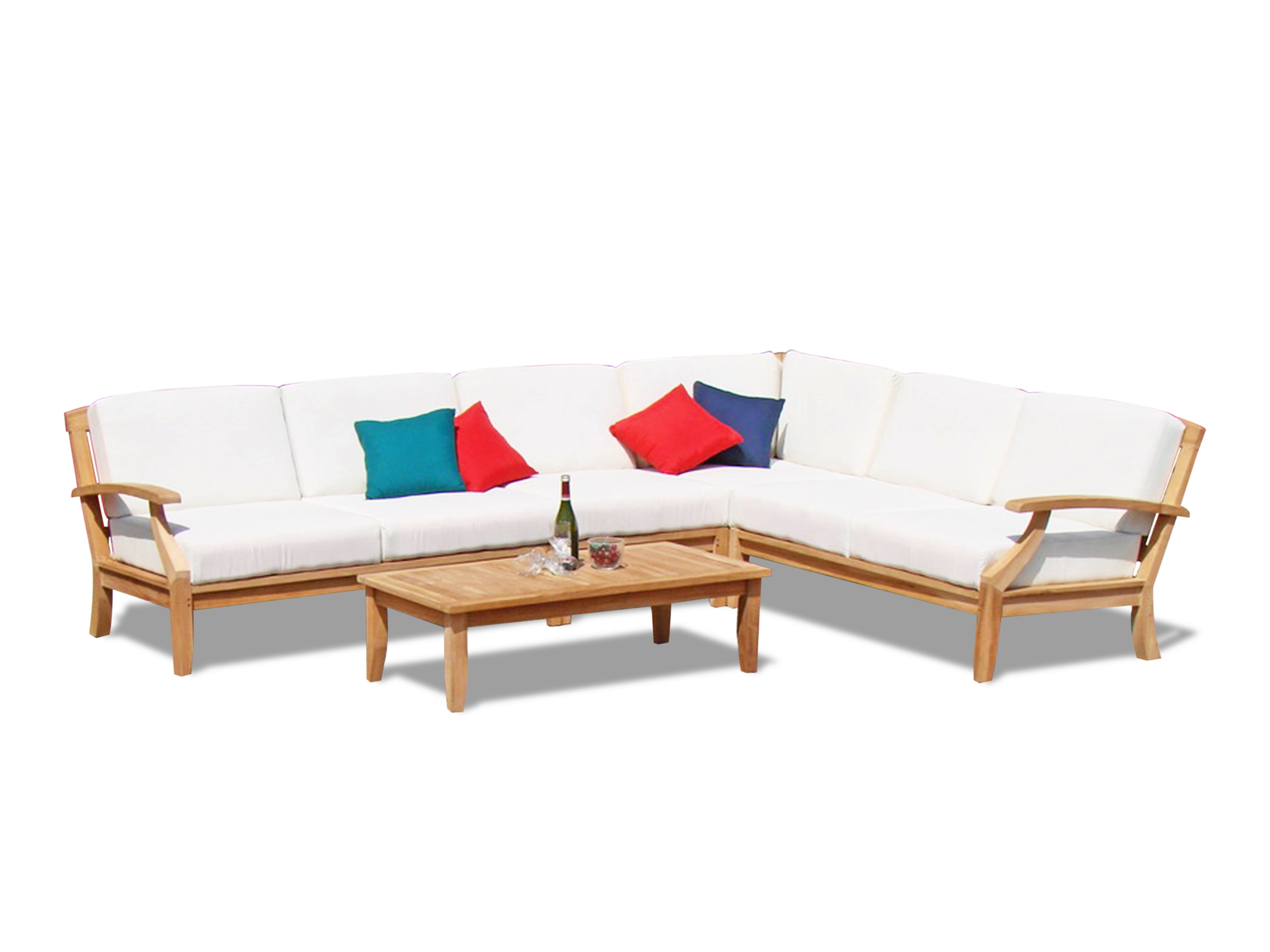 Natural Teak Outdoor Sectional with Sunbrella Cushions