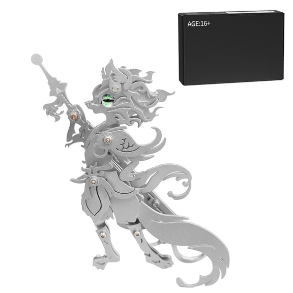 Samurai Shogun Cat 3D DIY Metal Model Kit, Sword-Wielding Cat Assembly Desk Decor, Artistic Collectible Ornament (76+ PCS)