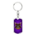 thumbnail image 1 of Samurai Skull Warrior Purple Keychain Dog Tag Stainless Steel or 18k Gold, 1 of 16