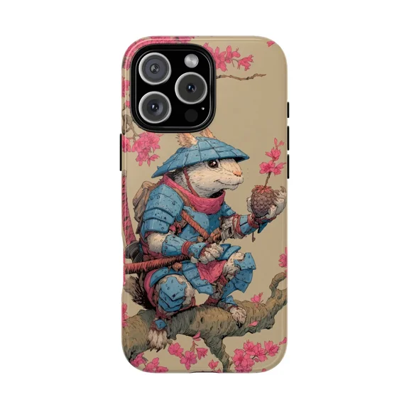 Samurai Squirrel Cherry Blossom Art Case for iPhone 17 through 11 Pro Max