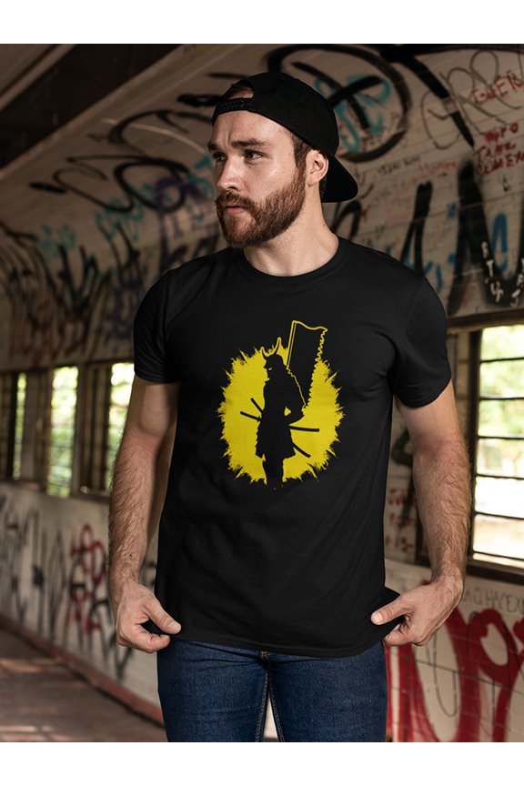 Samurai Standing Yellow Art Tee Men's -Image by Shutterstock