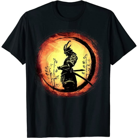 Samurai Sunrise Bushido Warrior Japanese Retro Art Print T-Shirt Funny For Men