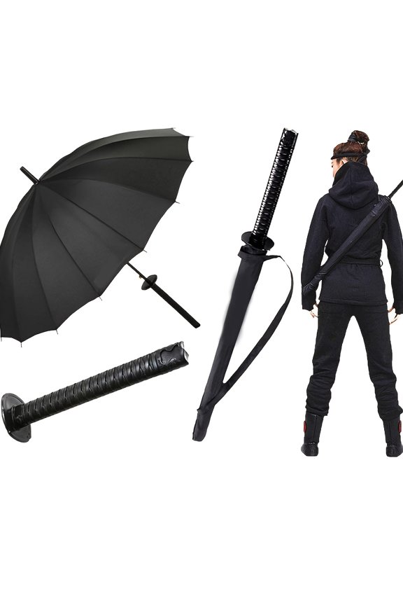 Samurai Sword Umbrella One-Touch Auto Open/Close, 24-Rib Windproof Steel Frame Cosplay Anime Umbrella, Fashion Outdoor Gift for Comic Book and Anime Fans