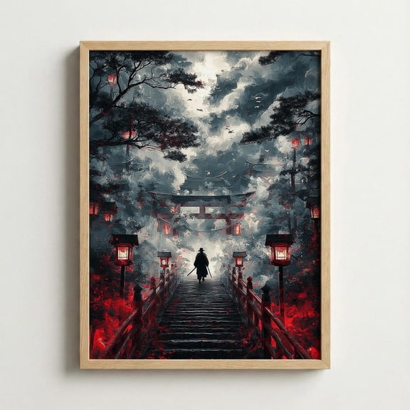 Samurai Torii Gate Wall Art Japanese Temple Home Decor