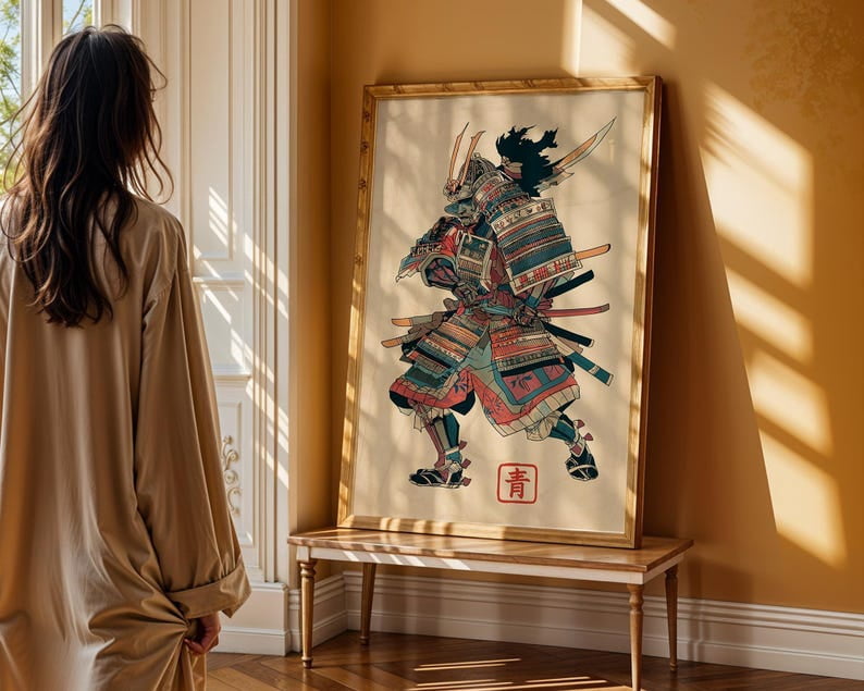Samurai Warrior Art Print, Traditional Japanese Wall Decor, Ukiyo Style ...