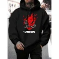 thumbnail image 1 of Samurai Warrior Black Red Flame Graphic Pullover Sweat Hoodie Shirt for Men & Women, up to Size 5XL, 1 of 2