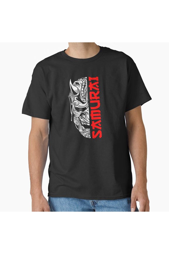Samurai Warrior Face Mask Martial Arts Inspired Graphic Unisex T-Shirt, up to size 5XL
