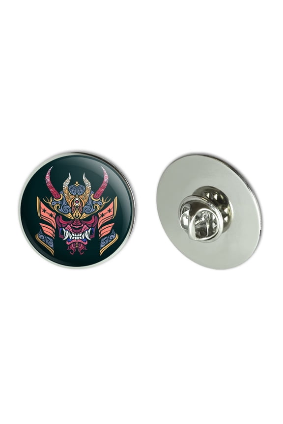 Samurai Warrior Japanese Demon Oni Mask Metal 1.1" Tie Tack Hat Lapel Pin Pinback