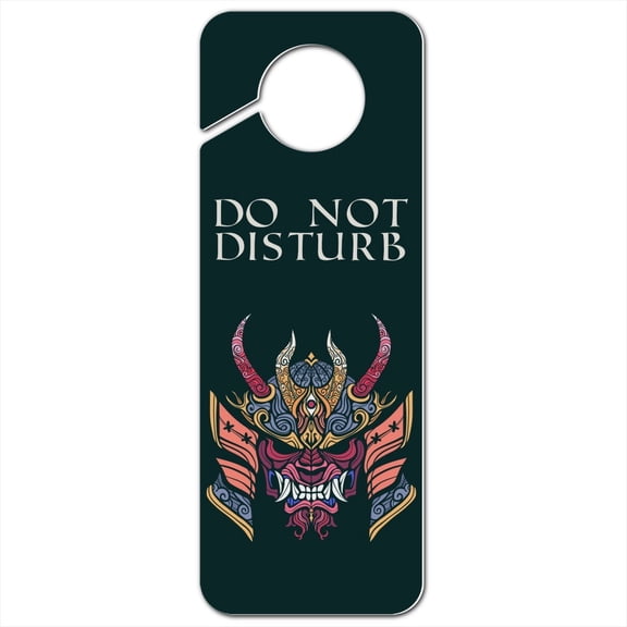 Samurai Warrior Japanese Demon Oni Mask Plastic Door Knob Hanger Sign