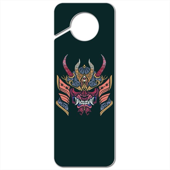 Samurai Warrior Japanese Demon Oni Mask Plastic Door Knob Hanger Sign