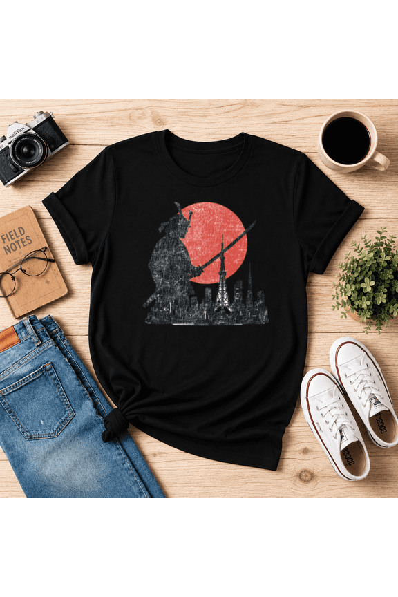 Samurai Warrior Tokyo Tower Red Sun T-Shirt N2888, S-5XL