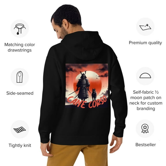 Samurai and Cane Corso Unisex Hoodie (Black, S)