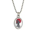 thumbnail image 1 of Samurai and Red Moon - Japanese Asian Sword Oval Charm Pendant, 1 of 1