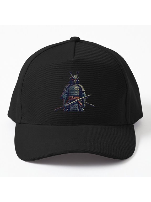 Samurai in Armor Baseball Hat, Sword Warrior Character Graphic Design, Classic Cap