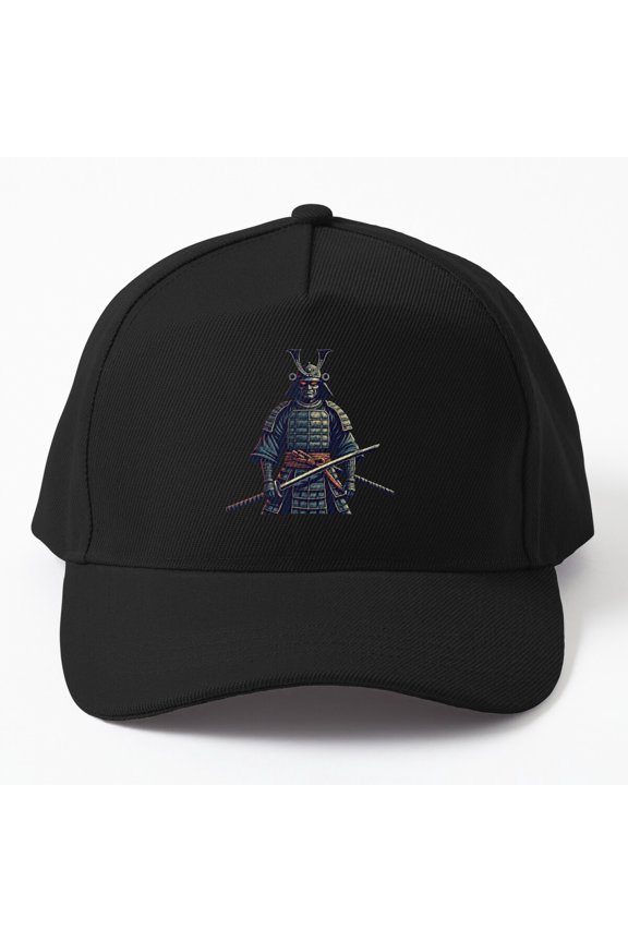 Samurai in Armor Baseball Hat, Sword Warrior Character Graphic Design, Classic Cap