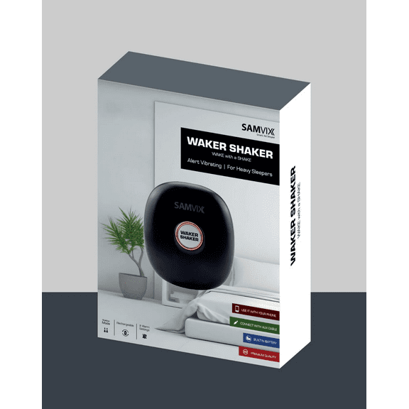 Samvix Kosher Rechargeable Waker Shaker Alarm (Black)