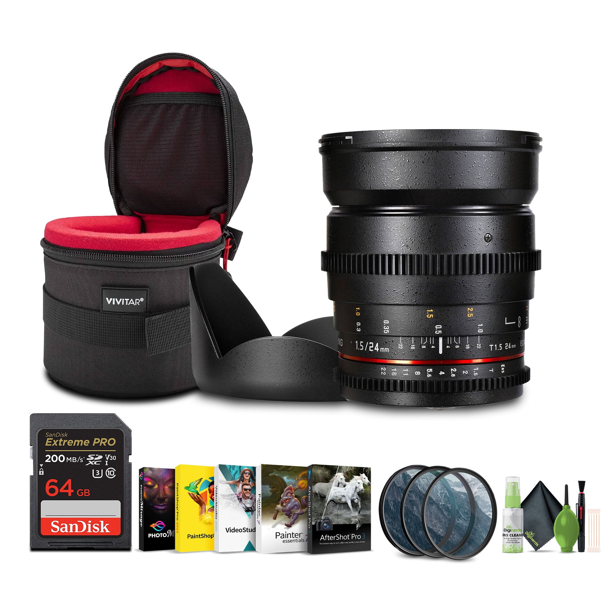 Samyang 24mm Cine Wide Angle Lens for Sony A-Mount Bundle